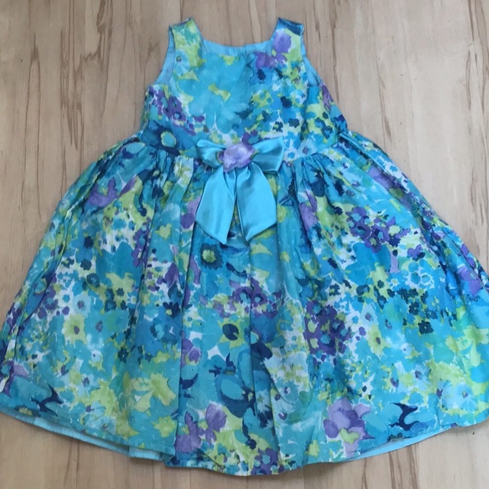 Youngland 100% Cotton Textured Floral Satin Ribbon Sequin Flower Party Dress 6